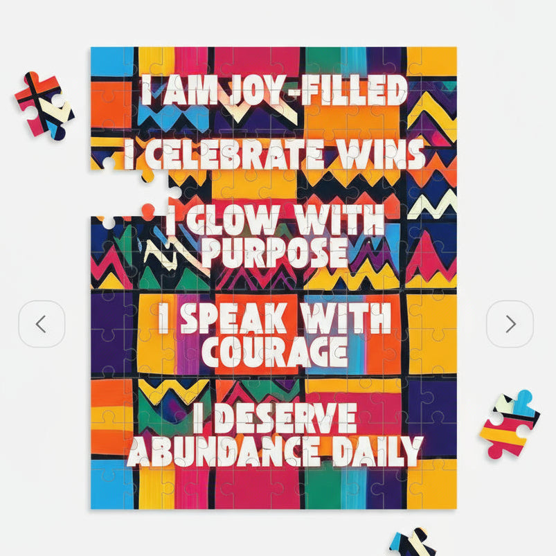 Daily affirmation puzzle with motivational phrases for girls & women 